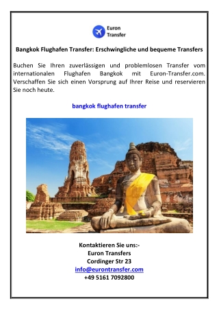 Bangkok Flughafen Transfer: Erschwingliche und bequeme Transfers