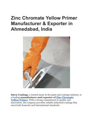 Zinc Chromate Yellow Primer Manufacturer & Exporter in Ahmedabad, India