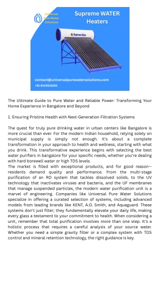 water purifiers in bangalore