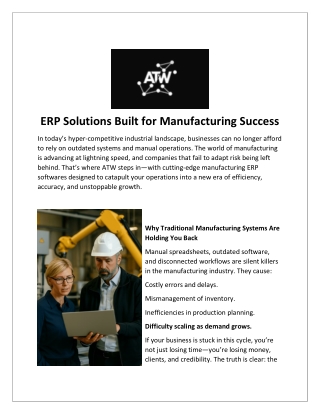 ERP Solutions Built for Manufacturing Success
