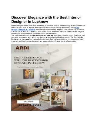 Discover Elegance with the Best Interior Designer in Lucknow
