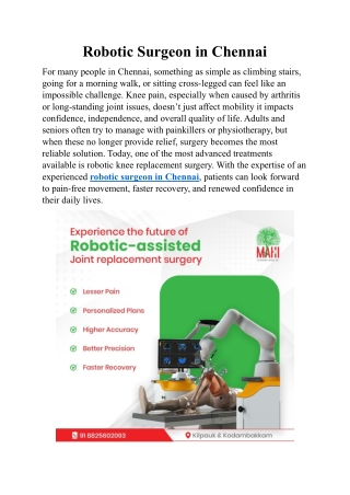 Robotic Surgeon in Chennai