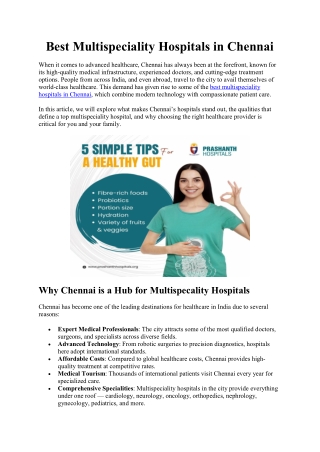 Best Multispeciality Hospitals in Chennai