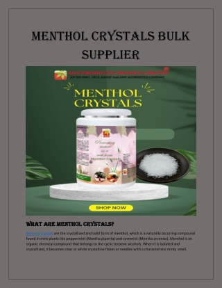Menthol Crystals bulk supplier