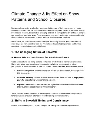 Climate Change & Its Effect on Snow Patterns