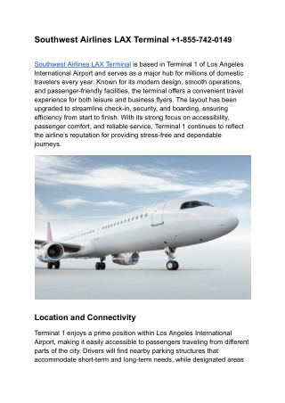 Southwest Airlines LAX Terminal  1-855-742-0149