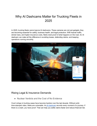 Why AI Dashcams Matter for Trucking Fleets in 2025