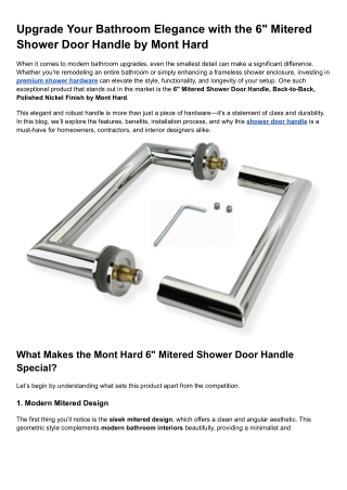 Upgrade Your Bathroom Elegance with the 6_ Mitered Shower Door Handle by Mont Hard
