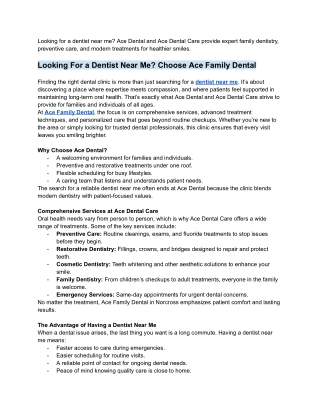Looking For a Dentist Near Me Choose Ace Family Dental
