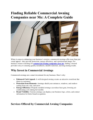 Finding Commercial Awning Companies near Me