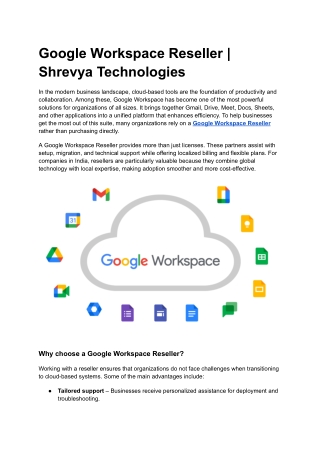 Google Workspace Reseller _ Shrevya Technologies