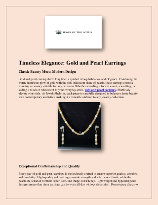 Timeless Elegance: Gold and Pearl Earrings
