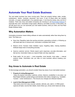 Automate Your Real Estate Business