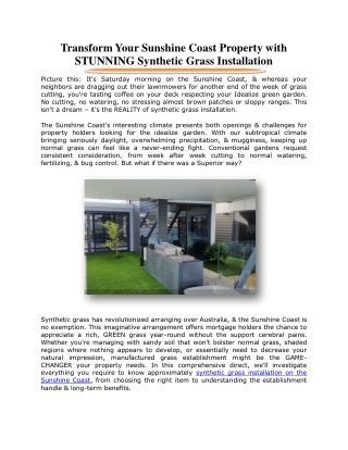 Transform Your Sunshine Coast Property with STUNNING Synthetic Grass Installation