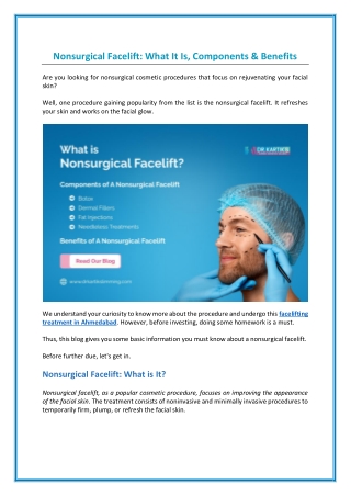 Nonsurgical Facelift Treatment | Rejuvenate Your Skin Naturally