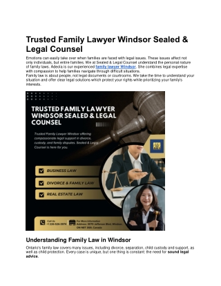 Trusted Family Lawyer Windsor Sealed & Legal Counsel