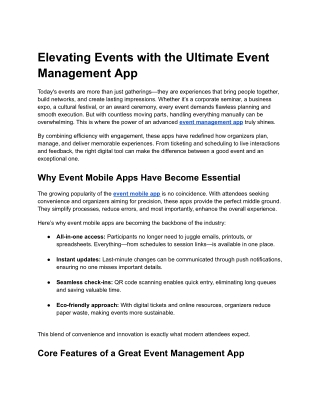 Elevating Events with the Ultimate Event Management App