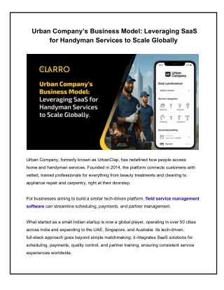 Urban Company’s Business Model: How SaaS is Powering Global Handyman Services