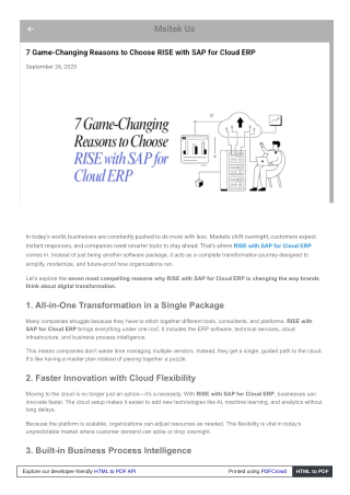 Unlock Business Transformation with RISE with SAP for Cloud ERP