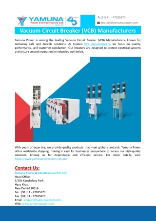 Vacuum Circuit Breaker (VCB) Manufacturers