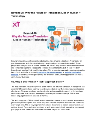 Beyond AI: Why the Future of Translation Lies in Human   Technology