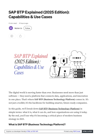 SAP BTP (Business Technology Platform): The Foundation for Intelligent Enterpris