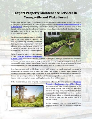 Expert Property Maintenance Services in Youngsville and Wake Forest