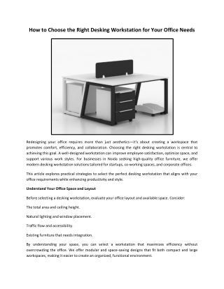 How to Choose the Right Desking Workstation for Your Office Needs