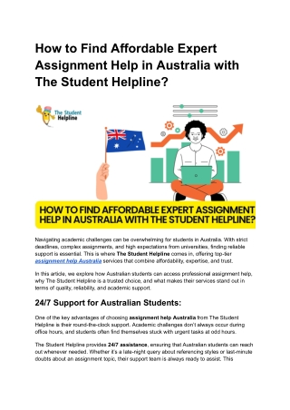 How to Find Affordable Expert Assignment Help in Australia with The Student Helpline