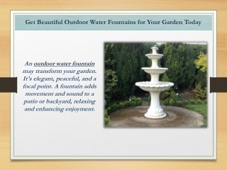 Get Beautiful Outdoor Water Fountains for Your Garden Today