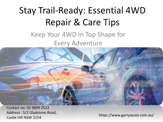 Stay Trail-Ready: Essential 4WD Repair & Care Tips