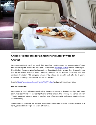 Choose FlightWorks for a Smarter and Safer Private Jet Charter