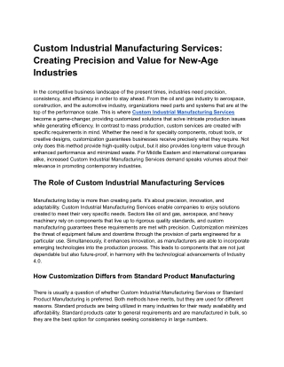 _Custom Industrial Manufacturing Services_ Creating Precision and Value for New-Age Industries