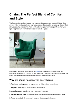 Chairs_ The Perfect Blend of Comfort and Style