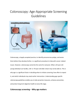 Colonoscopy Age-Appropriate Screening Guidelines