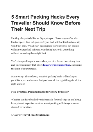 5 Smart Packing Hacks Every Traveller Should Know Before Their Next Trip - Krish