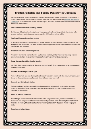 Trusted Pediatric and Family Dentistry in Cumming