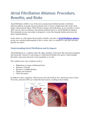Atrial Fibrillation Ablation Procedure, Benefits, and Risks