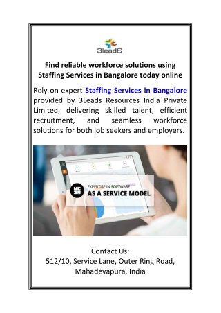 Find reliable workforce solutions using Staffing Services in Bangalore today online