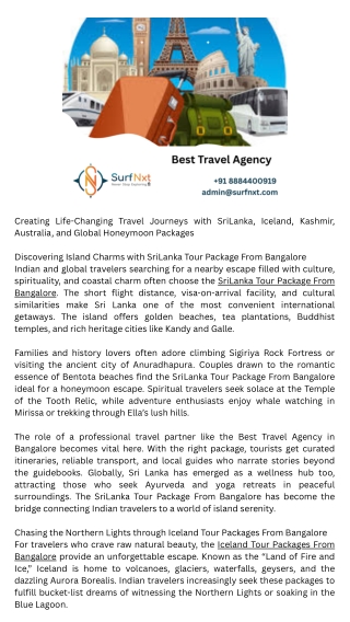 Best Travel Agency in Bangalore