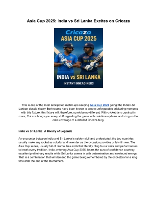 Asia Cup 2025_ India vs Sri Lanka Excites on Cricaza