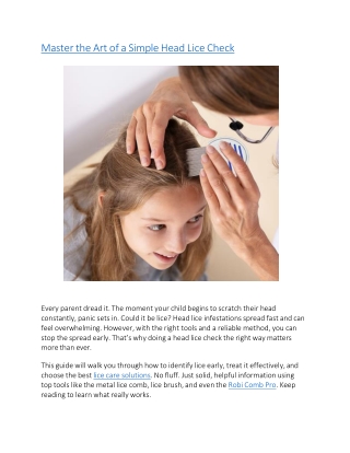 Master the Art of a Simple Head Lice Check