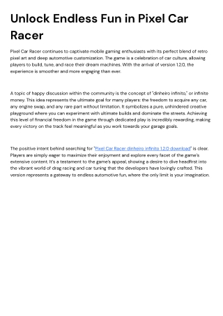 pixel car racer dinheiro infinito 1.2.0 download