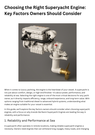 Choosing the Right Superyacht Engine Key Factors Owners Should Consider