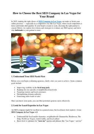 How to Choose the Best SEO Company in Las Vegas for Your Brand