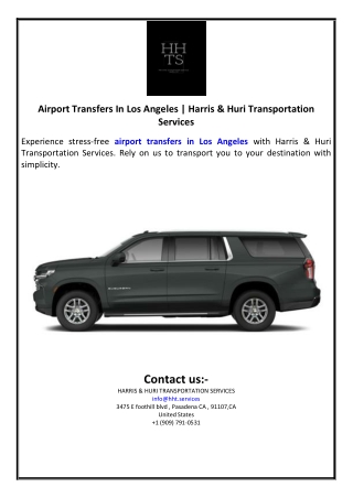 Airport Transfers In Los Angeles | Harris & Huri Transportation Services