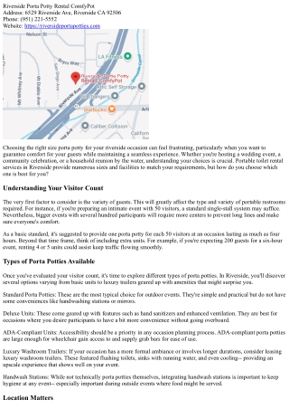 How to Choose the Right Size Porta Potty for Your Riverside Event