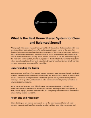 What Is the Best Home Stereo System for Clear and Balanced Sound