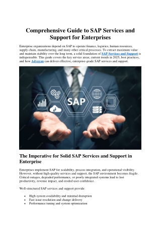 Comprehensive Guide to SAP Services and Support for Enterprises