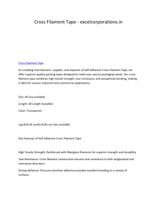 Cross Filament Tape - excelcorporations.in